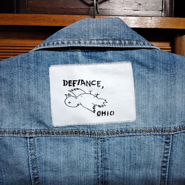 Punk Denim Vest, 'Defiance, Ohio', anarcho-punk, anti-fascist, Upcycled Denim, Punk Waistcoat, Vivienne Westwood, Seditionaries, US Punk