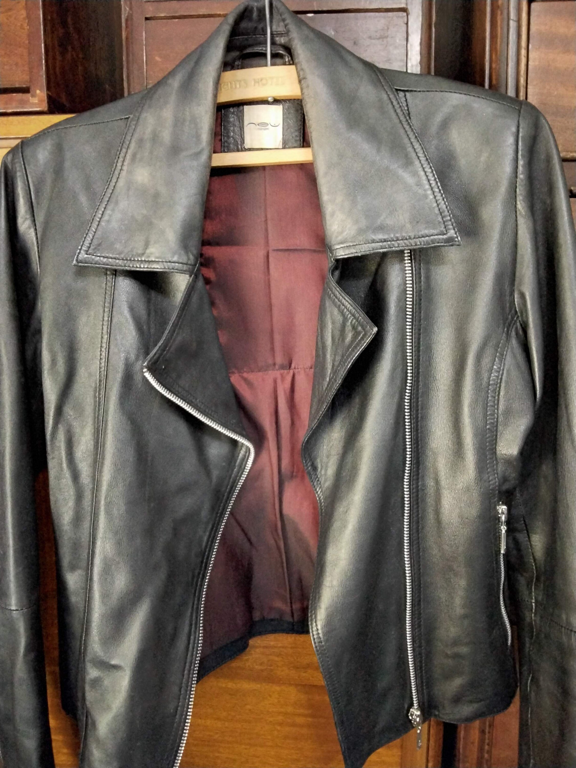 【WONDER WONDER】24SS★ [MADE] vintage washing leather JK The Cramps Black Leather Jacket, Vintage New Look