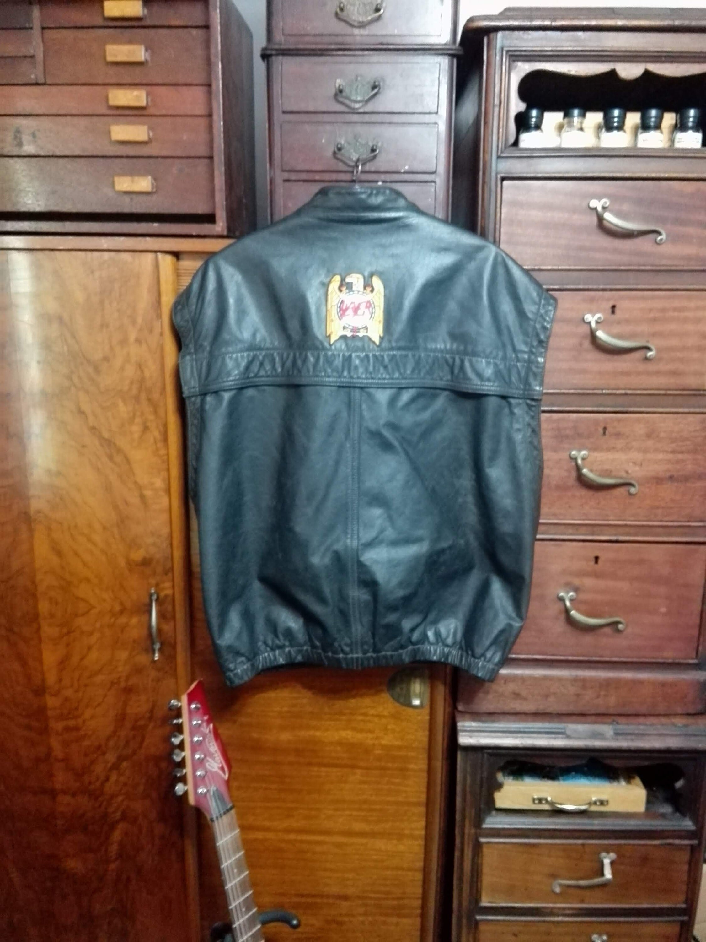 Heavy Metal Leather Vest, Waistcoat, Lamb of God, Slayer, Megadeath, Toff  of London, Thrash Metal, Vintage Biker Vest, Battle Vest, XXL