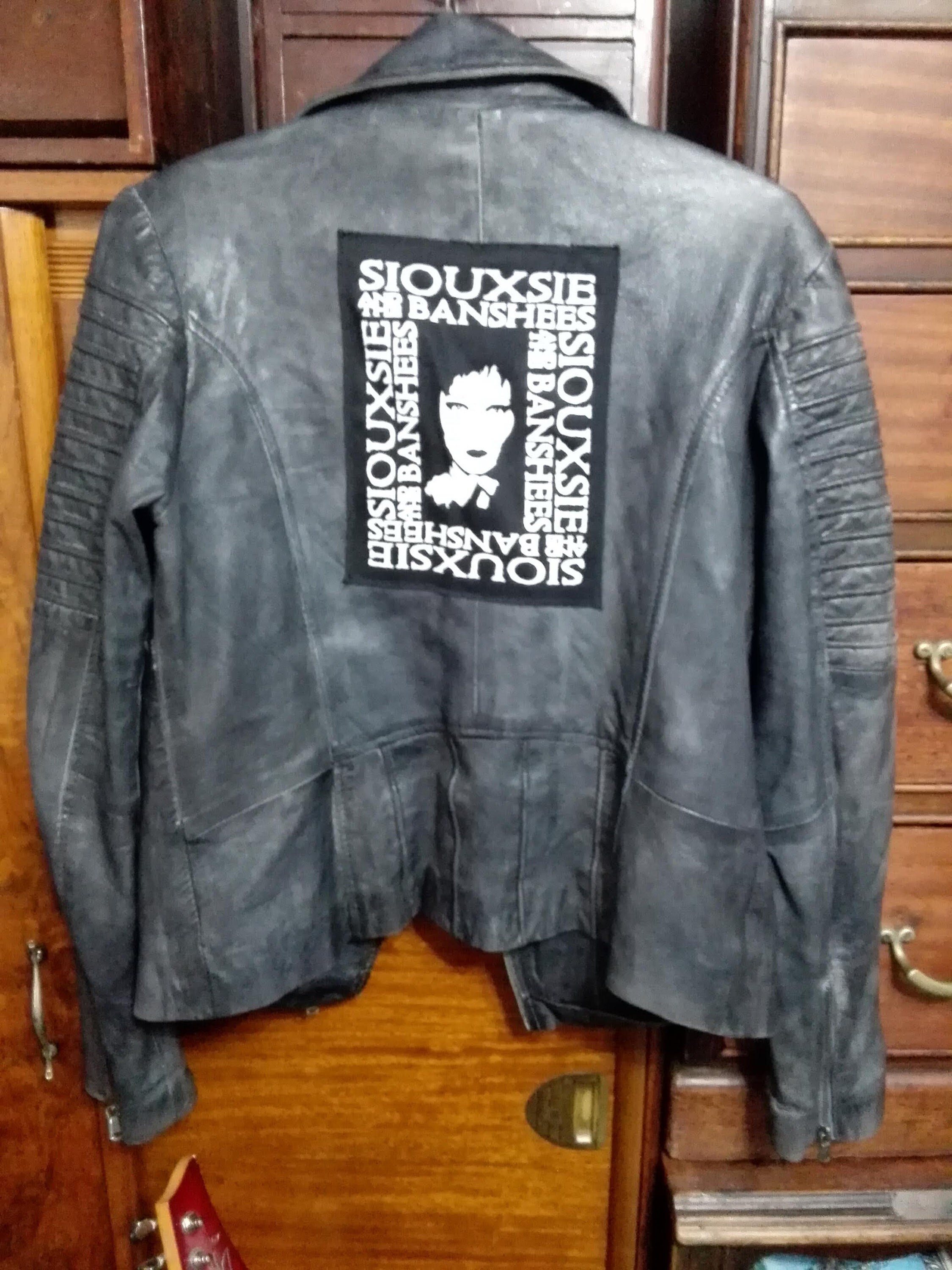Punk Biker Jacket, Vintage Black Leather, Siouxsie and the