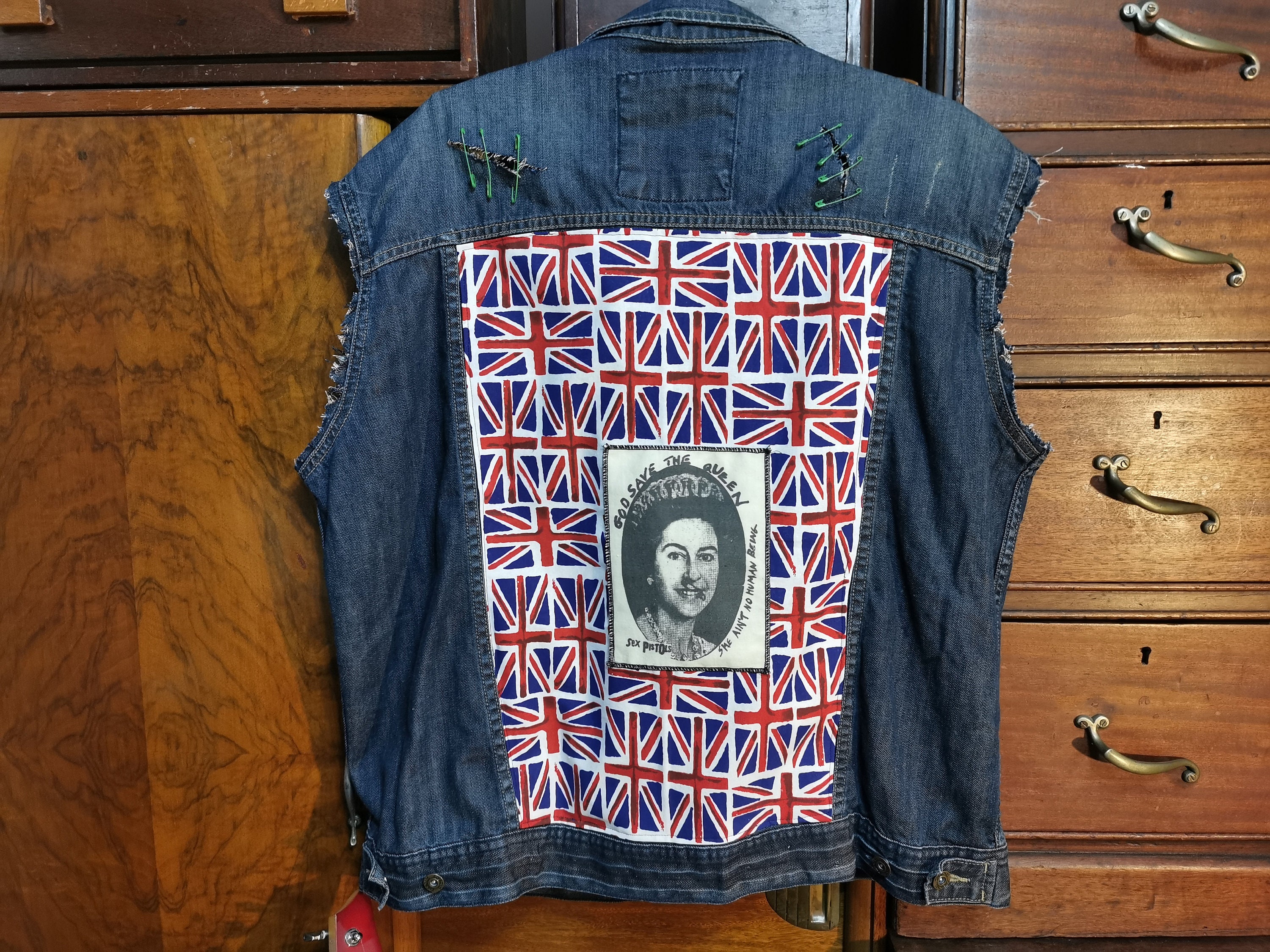 Punk Denim Cut-off, Vintage Cherokee Denim, Sex Pistols, God Save 
