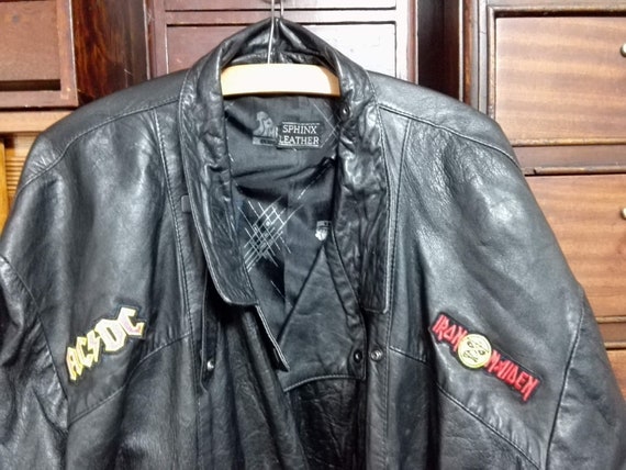 Manteau en cuir Heavy Rock Led Zeppelin AC DC Iron Maiden cuir Sphinx vintage cuir noir vieilli de qualite metal lourd tres grande taille Etsy Canada