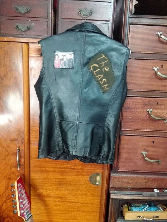 leather cut off jacket