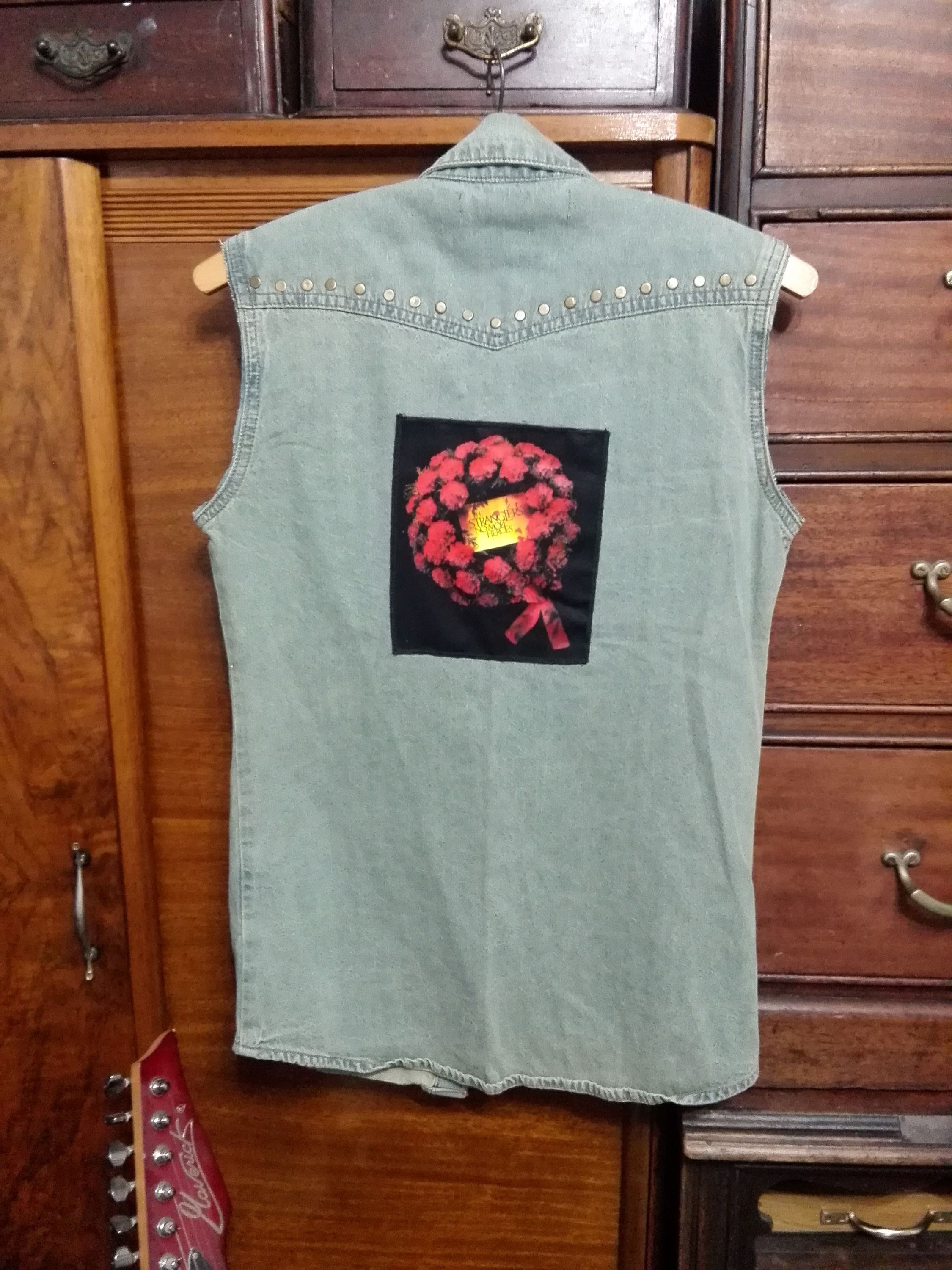 Punk Rock Vest, Lightweight Denim Cut-off, the Stranglers, Studs Rivets ...