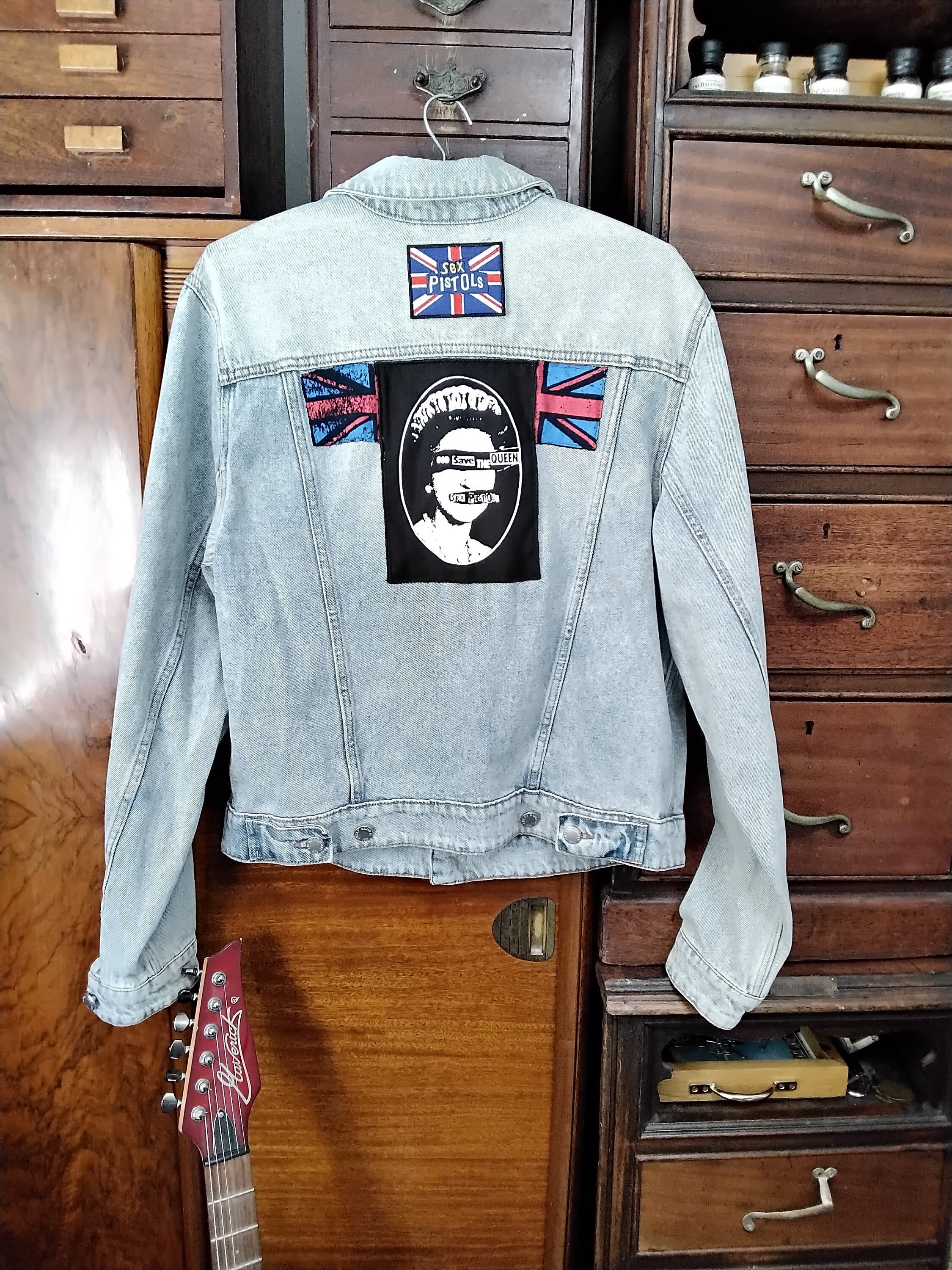 Sex Pistols Denim Jacket, Cheap Monday, Punk Patches Badges 