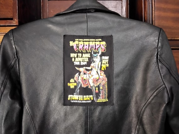 The Cramps Black Leather Jacket Vintage 