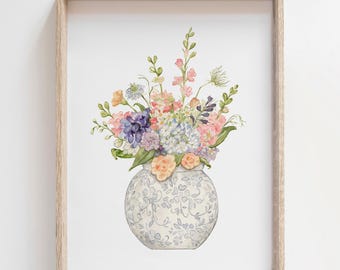 Summer Bouquet Watercolor Print | Floral Painting | Watercolor Art