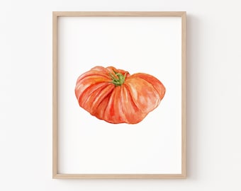 Heirloom Tomato Watercolor Print | Summer Wall Art | Farmhouse Kitchen Wall Art | Dining Room Wall Art | Kitchen Decor | Tomato Painting