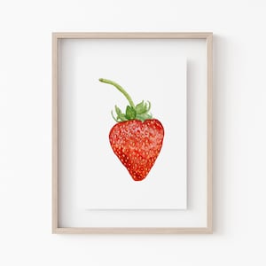 Strawberry Watercolor Print | Spring Wall Art | Farmhouse Wall Art | Dining Room Wall Art | Kitchen Decor | Seasonal Produce Print