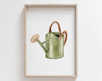 Watering Can Watercolor Print | Garden Wall Art | Plant Lover Art | Nursery Decor | Kids Room Art | Gardener Watercolor | Farmhouse Art