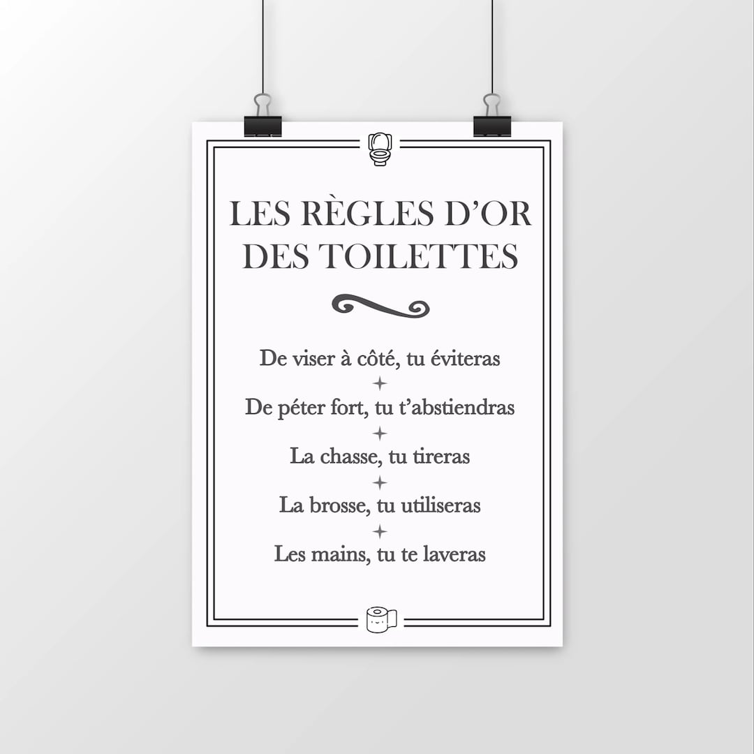 affiche règles d'or des toilettes