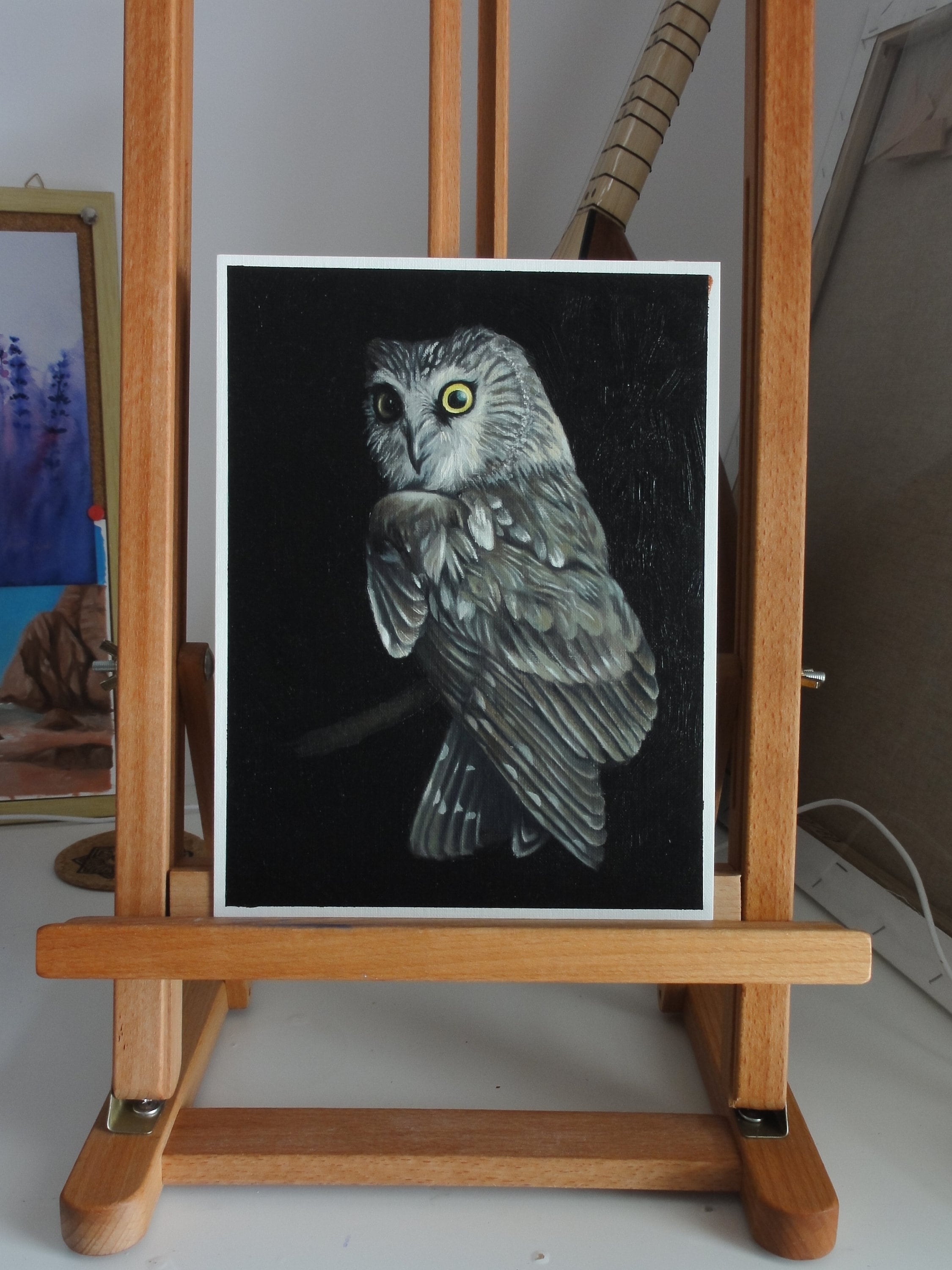 Small Owl Oil Painting