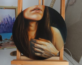 Unique Delicate Woman Oil Painting Tondo