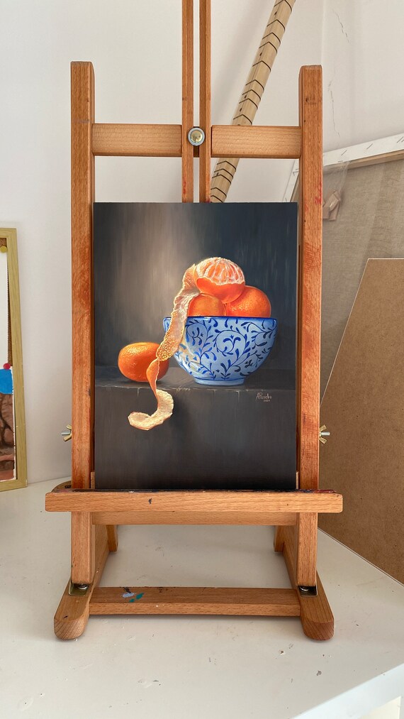 みかんと磁器のボウルを描いた静物油絵 - Etsy 日本