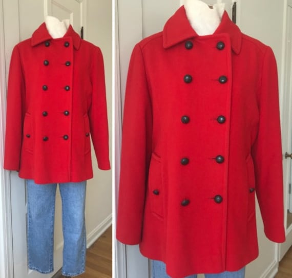 Vtg 70s Wool Peacoat / Women's Medium Large / Mack