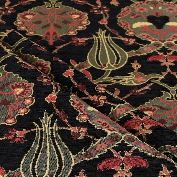 tulipe florale boho boho tapisserie ottoman turc navajo marocain oriental tissu d’ameublement ethnique par mètre de jardin chenille