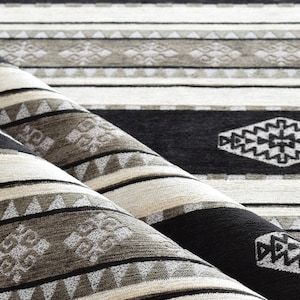 upholstery kilim bohemian boho black tapestry tribal southwestern turkish navajo moroccan mexican ethnic fabric by the yard meter kelim