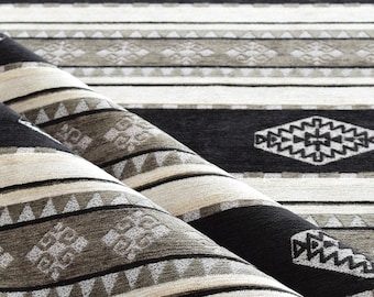 upholstery kilim bohemian boho black tapestry tribal southwestern turkish navajo moroccan mexican ethnic fabric by the yard meter kelim