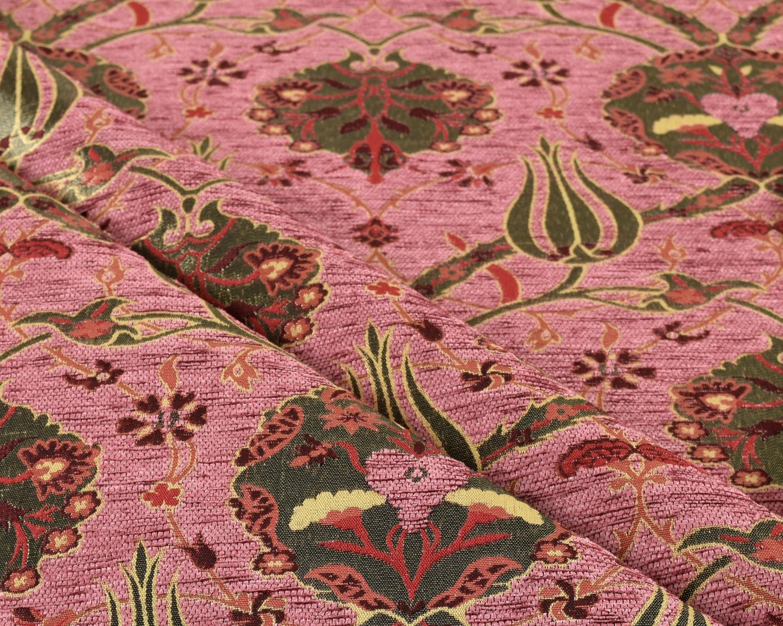 Tapisserie bohème floral tulipe boho ottoman rose turc navajo marocain oriental ethnique tissu d'ameublement par mètre mètre chenille