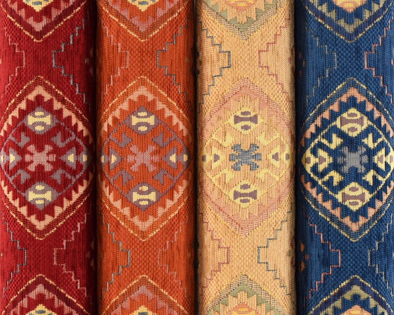 upholstery fabric kilim bohemian boho tapestry tribal southwestern turkish navajo moroccan mexican ethnic fabric by the yard meter kelim image 1