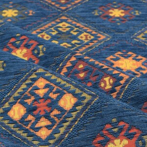 upholstery fabric kilim bohemian boho tapestry tribal southwestern turkish navajo moroccan mexican ethnic fabric by the yard meter kelim Blue
