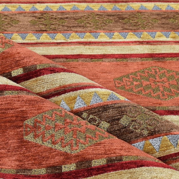 tapicería tela kilim boho boho tapiz tribal suroeste turco navajo marroquí mexicano tela étnica cortada a medida metro kelim
