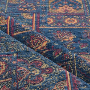 upholstery kilim bohemian boho tapestry tribal southwestern turkish navajo moroccan ethnic blue fabric by the yard meter for sofa chair