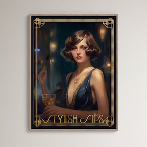 Funny Cocktail Print | Art Deco Decor | Maximalist Wall Art | Art Nouveau Poster | Art Deco Print | Home Bar Decor