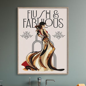 Lustiges Art Deco Badezimmer Poster | Art Deco Badezimmerdekoration | Maximalist Wand Dekor | Art Deco Wandkunst | Art Deco Plakat