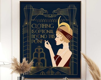 Art Deco Print |  Living Room Poster |  Art Deco Decor | Preppy Room Decor | Funny Bathroom Signs | Preppy College Dorm Print