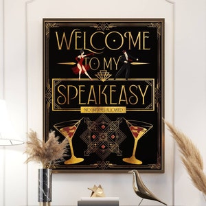 Art Deco Cocktaildruck | Retro Cocktail Poster | Cocktail Kunst | Preppy Raum Dekor | Sprechblase Decor