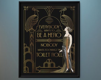 Art Deco Decor Print | Funny Livingroom poster | Art Deco Bathroom Decoration | Modern Wall Decor | Maximalist Wall Decor