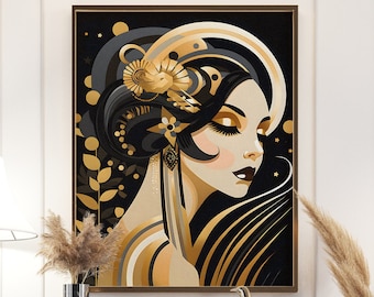 Art Deco Wall Art Print, Luxury Art Deco Prints, Gold Art Deco Poster,Vintage Art deco Wall Art,Housewarming Gift first home,Art Deco Lover