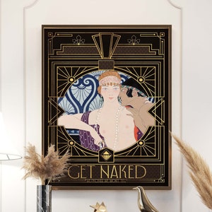 Funny Bathroom Print | Art Deco Bathroom Decor, Maximalist Wall Art, 1920s Art Print image 1