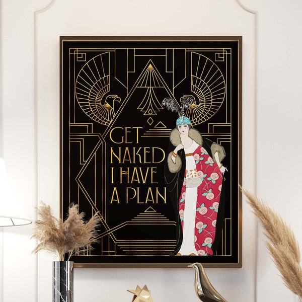 Lustige Art Deco Schlafzimmer Dekoration | Art Deco Badezimmerdekoration | Maximalist Wand Dekor | Art Deco Plakat