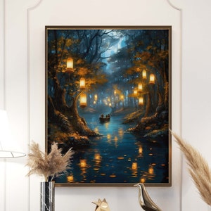 Spiritueller Wald Wand Kunst | Dunkler Cottagecore | Fantasie Gemälde | Wohnzimmer Wanddrucke