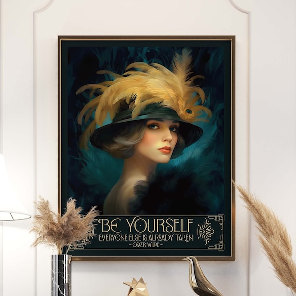 Art Deco Dekor Kunstdruck | Inspirierendes Oscar Wilde Zitat | Maximalistisches Dekor Kunstdruck | Art-Deco-Wandkunst
