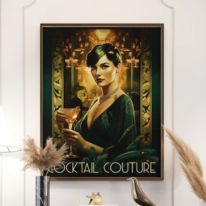 Art-decococktailprint - vintage poster thuisbardecoratie voor moderne studentenkamer, woonkamerinrichting