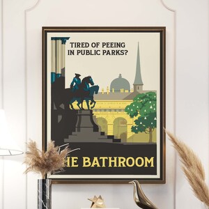 Póster de viaje Art Déco / Letrero divertido para baño / Decoración de pared maximalista / Arte de pared Art Déco / Póster de baño Art Déco