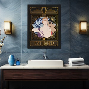 Funny Bathroom Print | Art Deco Bathroom Decor, Maximalist Wall Art, 1920s Art Print image 9