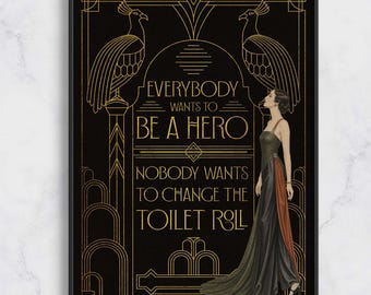 Art Deco Decor Print | Funny Livingroom poster | Art Deco Bathroom Decoration | Modern Wall Decor | Maximalist Wall Decor