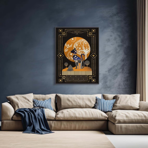 Art Deco Cat Poster | Modern Art Deco Print | Cat Mom Gift | Maximalist Wall Art | Cat Lover Gift