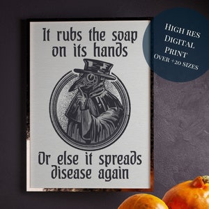 Spooky Halloween Decoration Wall Art Decor | Funny Bathroom Print | Plague Doctor Gothic Decor