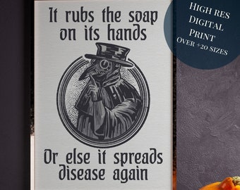 Decoración de pared espeluznante de Halloween / Impresión divertida para baño / Decoración gótica de Doctor de la Peste
