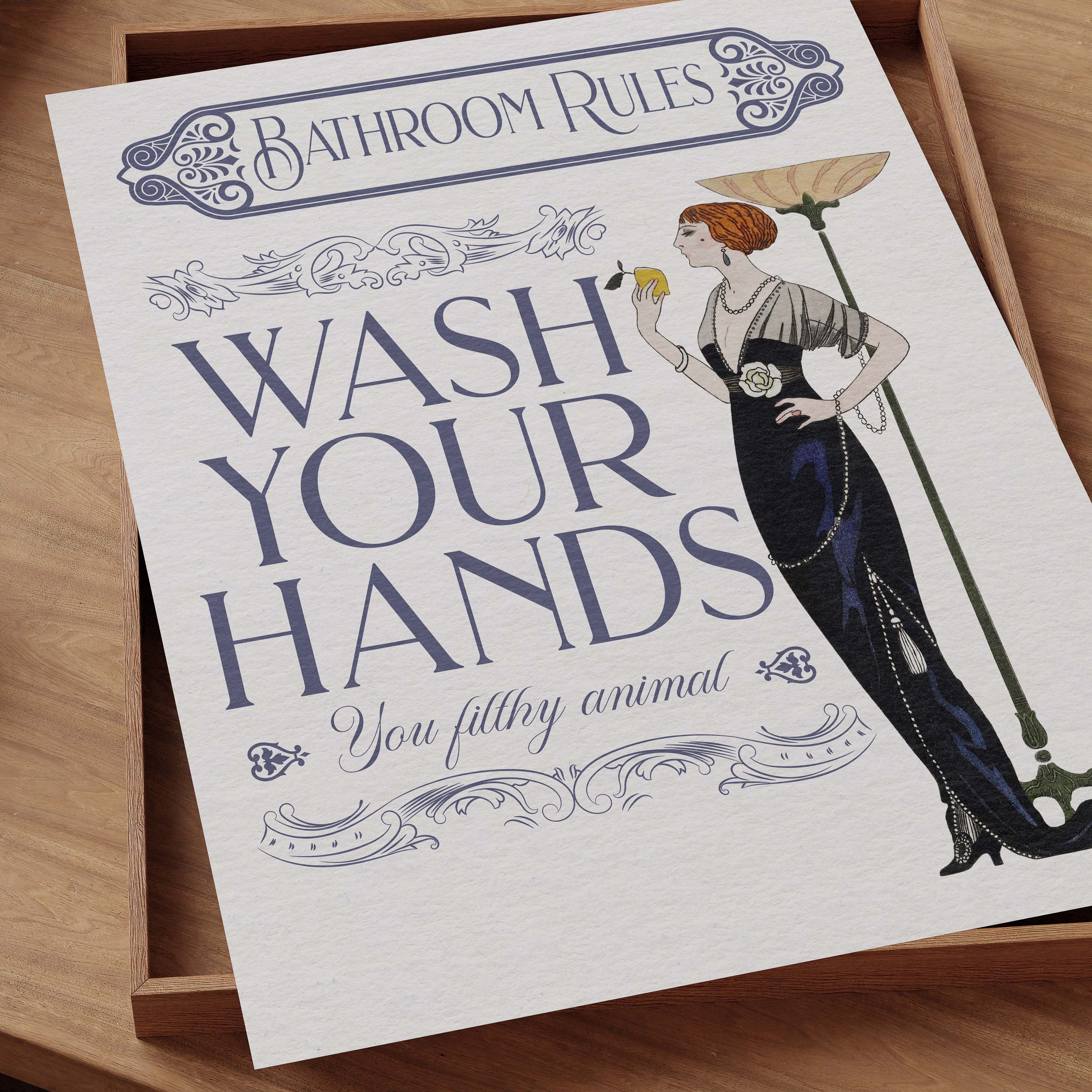 Funny Bathroom Print | Art Deco Wall Decor | Art Deco 1920' Poster ...