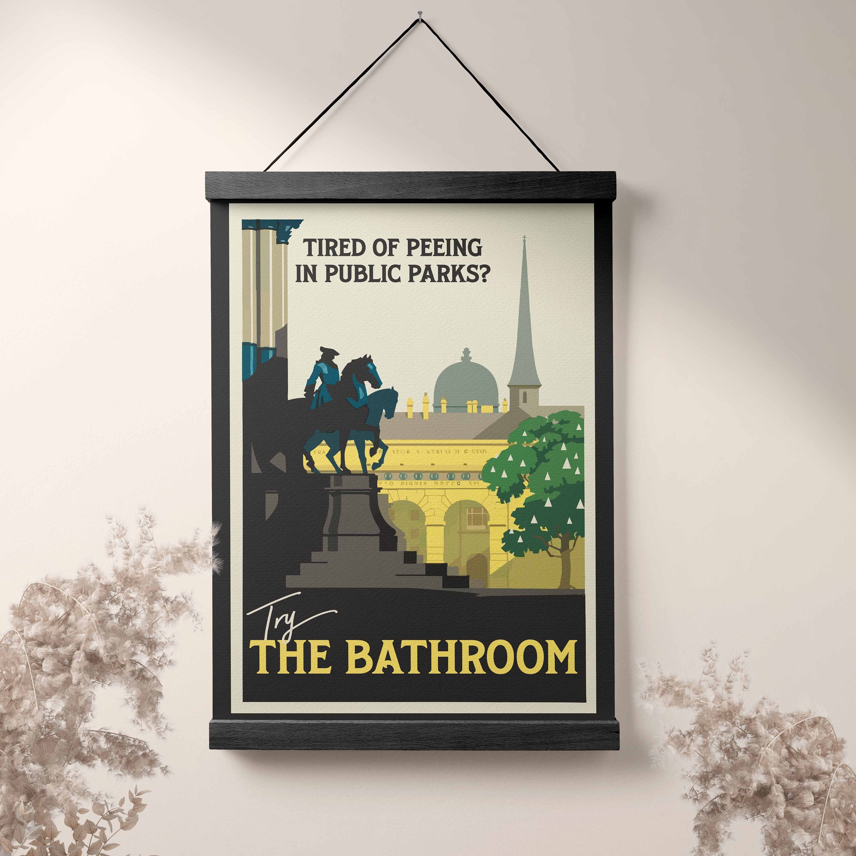 Art Deco Travel Poster | Funny Bathroom Sign | Maximalist Wall Decor ...