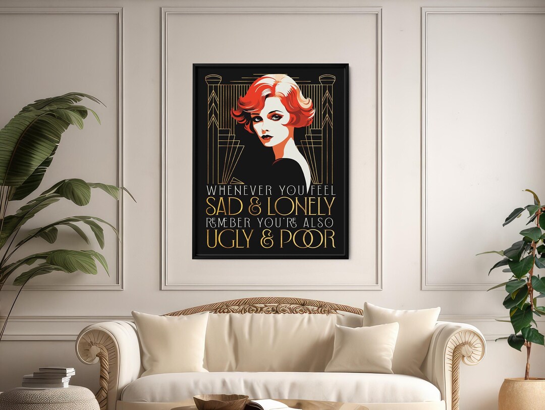 Funny Art Deco Style Home Decor Wall Art for Living Room, Quirky Gift ...
