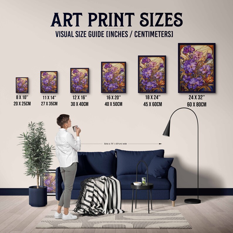 Art Nouveau Stained Glass Floral Poster, Gift for Gardeners and ...