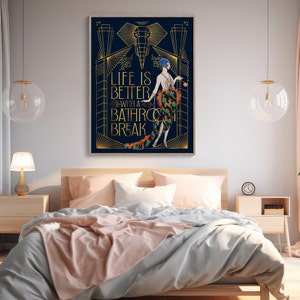 Art Deco Poster: Lustiger Jugendstil inspirierter Druck für das moderne Badezimmer | Einweihungsparty Geschenkidee Bild 4