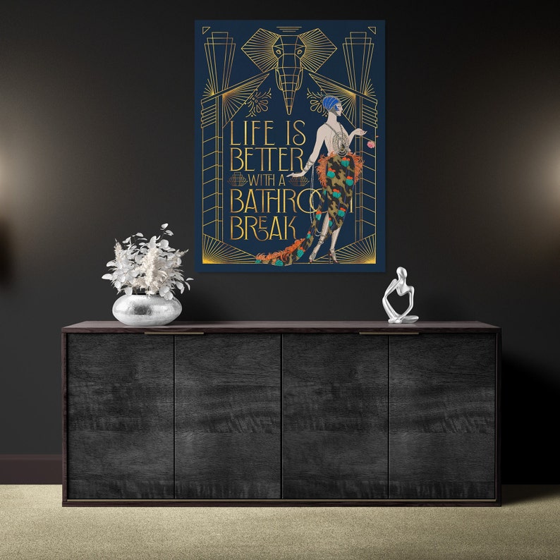 Art Deco Poster: Lustiger Jugendstil inspirierter Druck für das moderne Badezimmer | Einweihungsparty Geschenkidee Bild 9